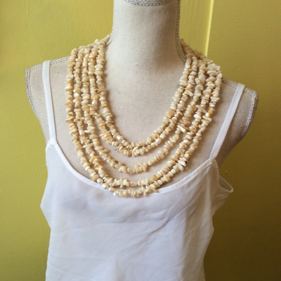 Natasha NWT Multi Layer Ivory & Tan Genuine Stones - Picture 2 of 7
